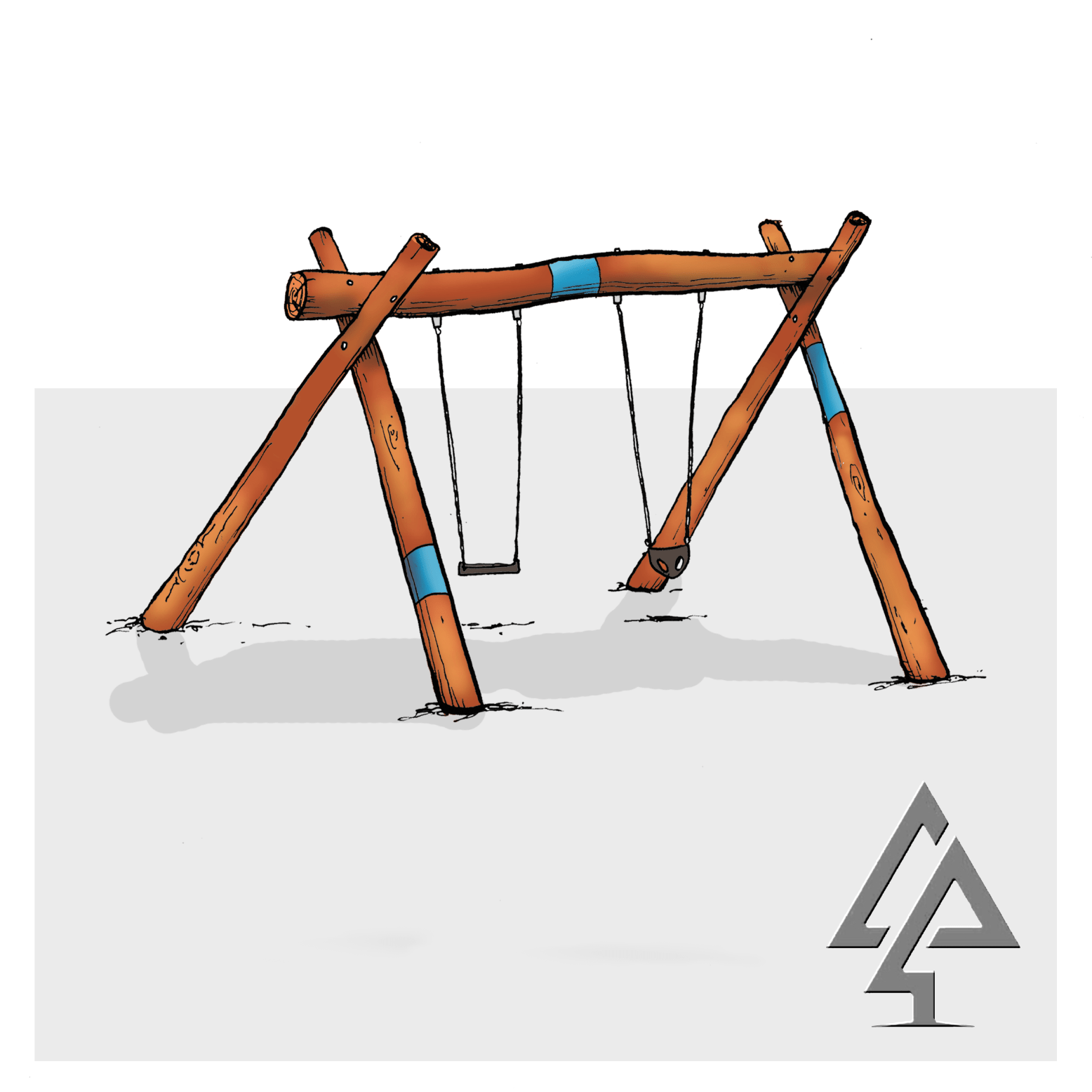 AFrame with Double Standard / Toddler Swings Van Ryt Industries